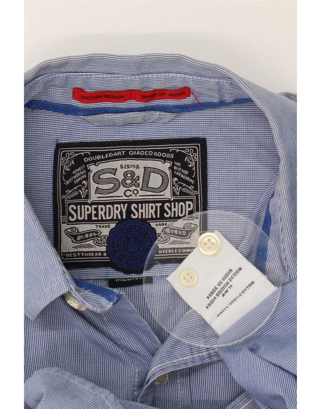 Superdry Herrenhemd aus mittelblauer Nadelstreifen-Baumwolle