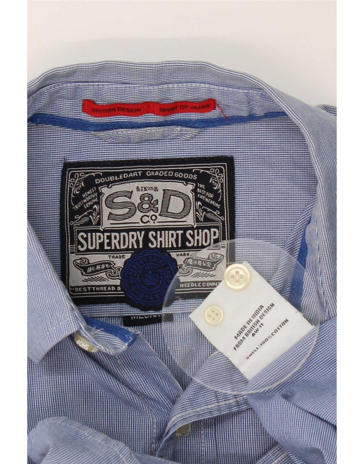Superdry Herrenhemd aus mittelblauer Nadelstreifen-Baumwolle