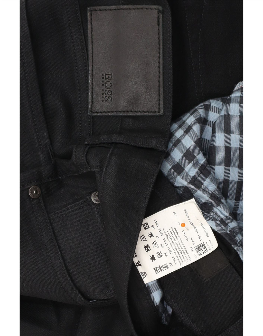 HUGO BOSS Herren Straight Jeans W33 L29 Schwarze Baumwolle