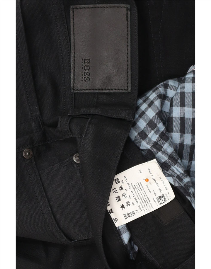 HUGO BOSS Herren Straight Jeans W33 L29 Schwarze Baumwolle