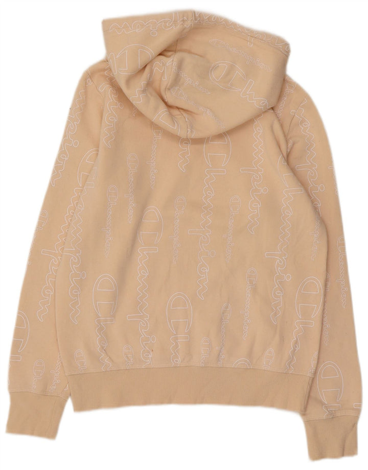 Champion Damen Graphic Hoodie Pullover UK 12 Mittelbeige