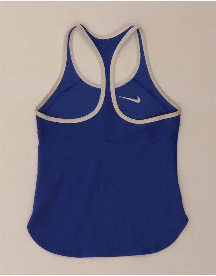 NIKE Womens De Paul Graphic Vest Top UK 6 XS Blue Polyester Vintage Nike and Second-Hand Nike from Messina Hembry 