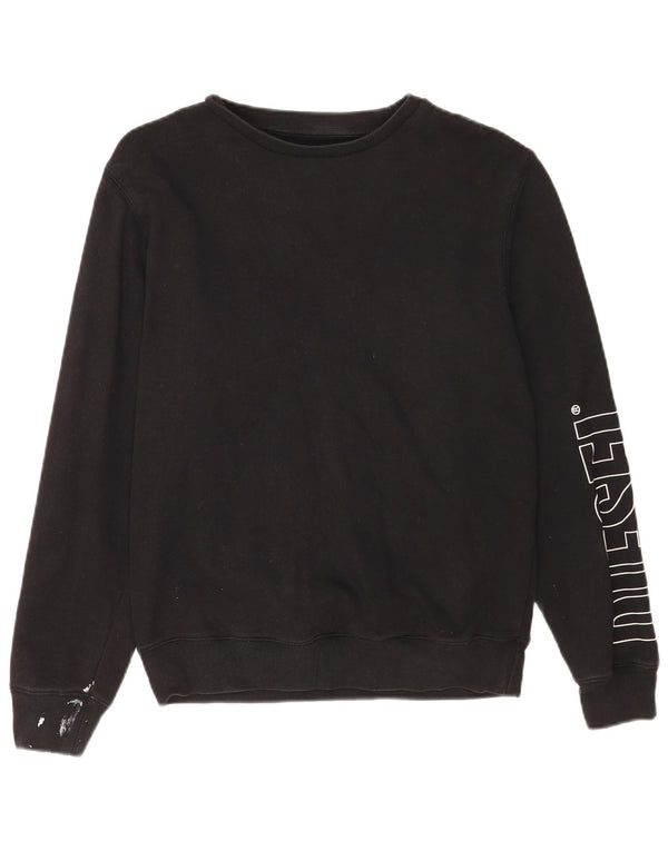 Diesel Womens Graphic Sweatshirt Pullover UK 14 Mittelschwarze Baumwolle