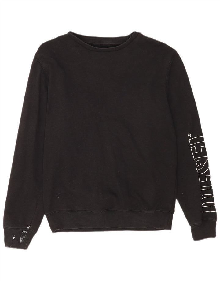 Diesel Womens Graphic Sweatshirt Pullover UK 14 Mittelschwarze Baumwolle