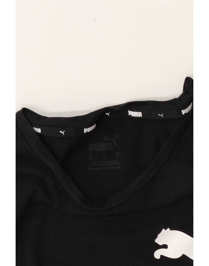 Puma Damen Graphic T-Shirt Top UK 14 Medium Schwarz
