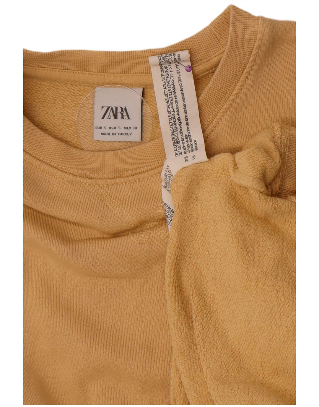 Zara Herren Sweatshirt Pullover Small Beige Baumwolle