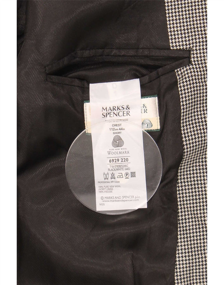 Marks & Spencer Herren-Blazer mit 2 Knöpfen, Gr. 44, XL, Schwarz mit Hahnentrittmuster