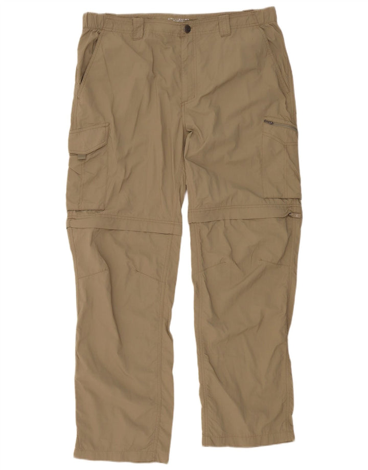 COLUMBIA Herren Omni-Shade Straight Cargo Hose W38 L32 Beige Nylon