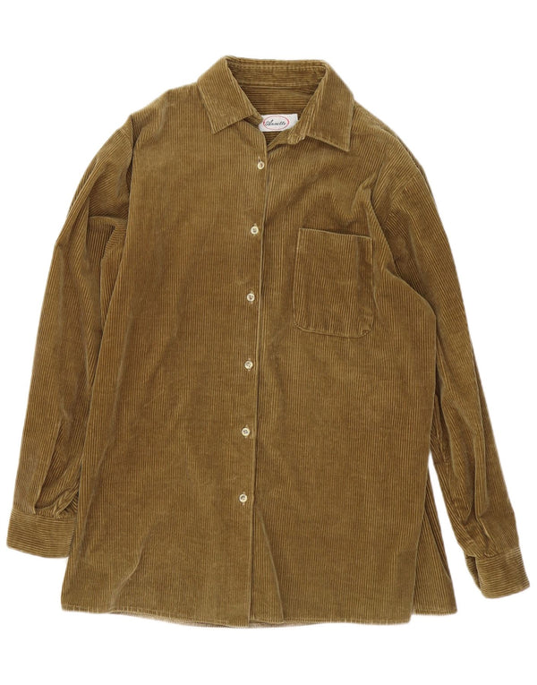 Vintage Damen Cordhemd UK 18 XL Khaki Baumwolle