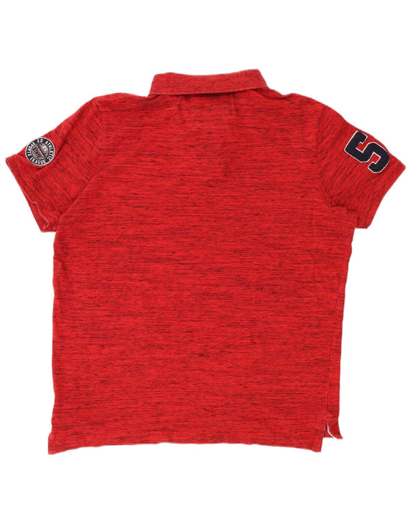 SUPERDRY Herren-Poloshirt mit Grafik, 3XL, rot gesprenkelte Baumwolle
