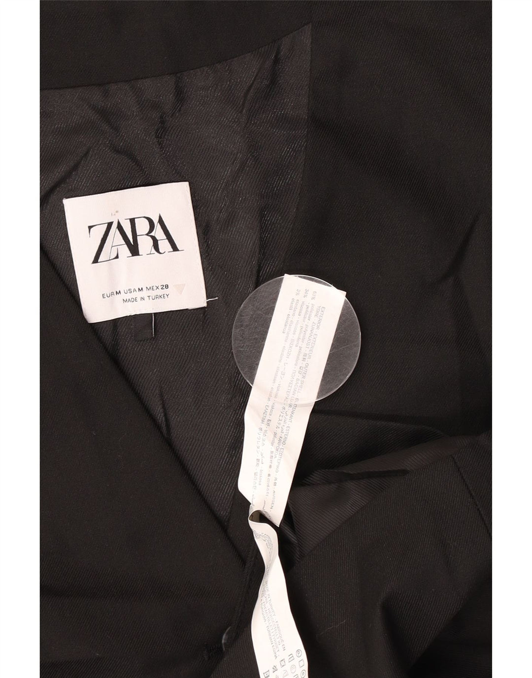 Zara Damen Weste UK 14 Medium Schwarz Polyester