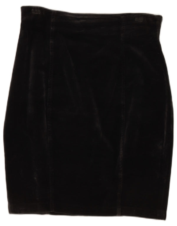 Trussardi Damen Samt-Bleistiftrock IT 46 Large W32 Schwarze Baumwolle