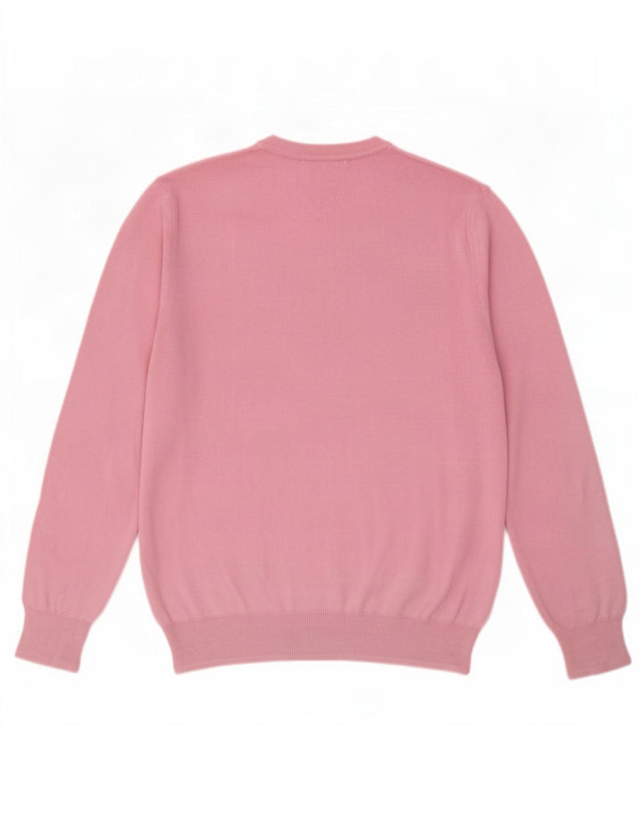 Zara Herren-Pullover mit V-Ausschnitt, groß, rosa Baumwolle