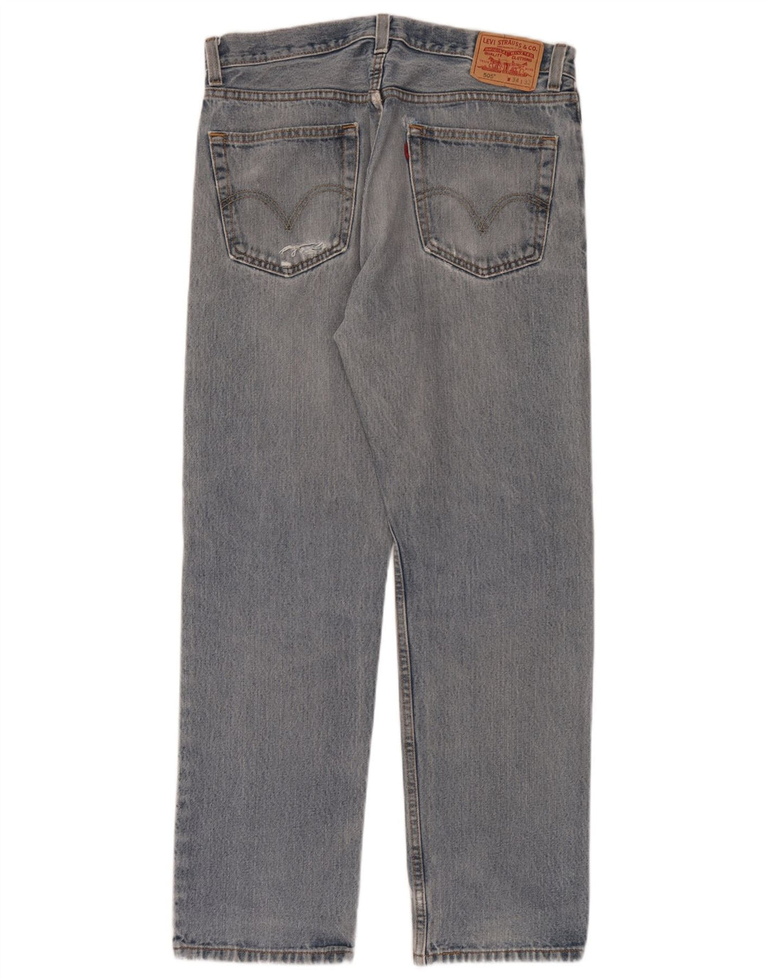 Levi's Herren 505 Distressed Straight Jeans W34 L32 Blaue Baumwolle