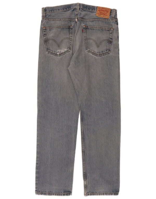 Levi's Herren 505 Distressed Straight Jeans W34 L32 Blaue Baumwolle