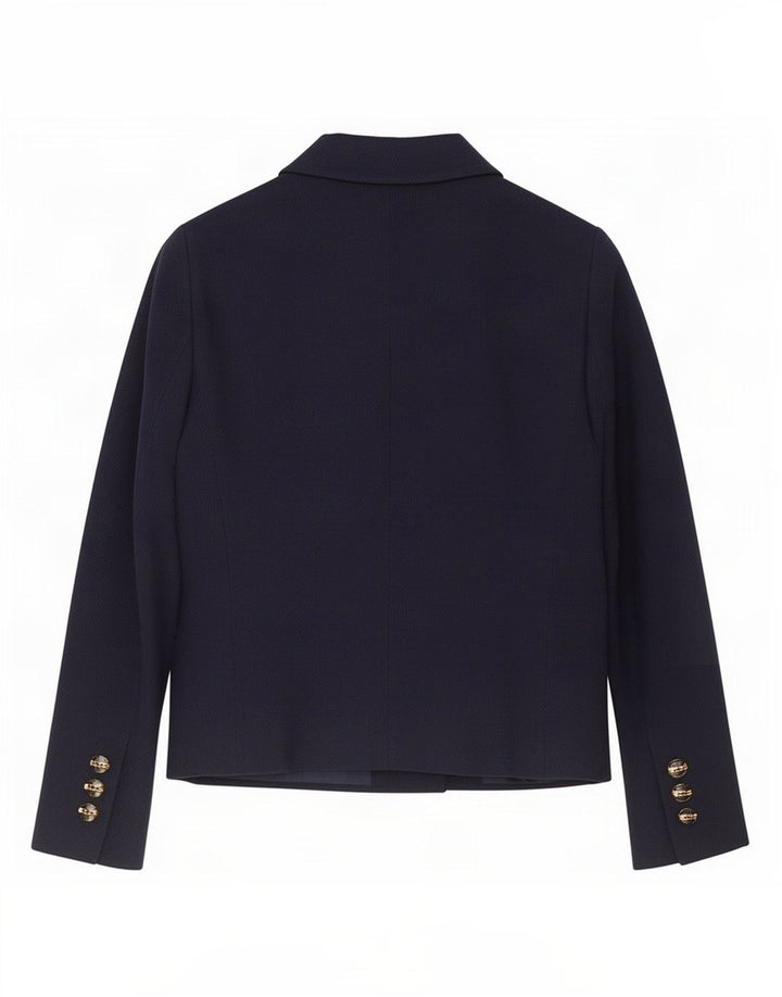 Luisa Spagnoli Damen 5-Knopf-Blazerjacke IT 46 Große marineblaue Baumwolle