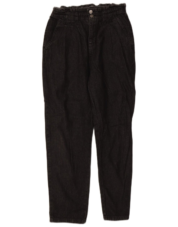 Benetton Mädchen-Jeans mit hoher Taille, schmal zulaufend, 13–14 Jahre, 3XL, W28, L27, Schwarz