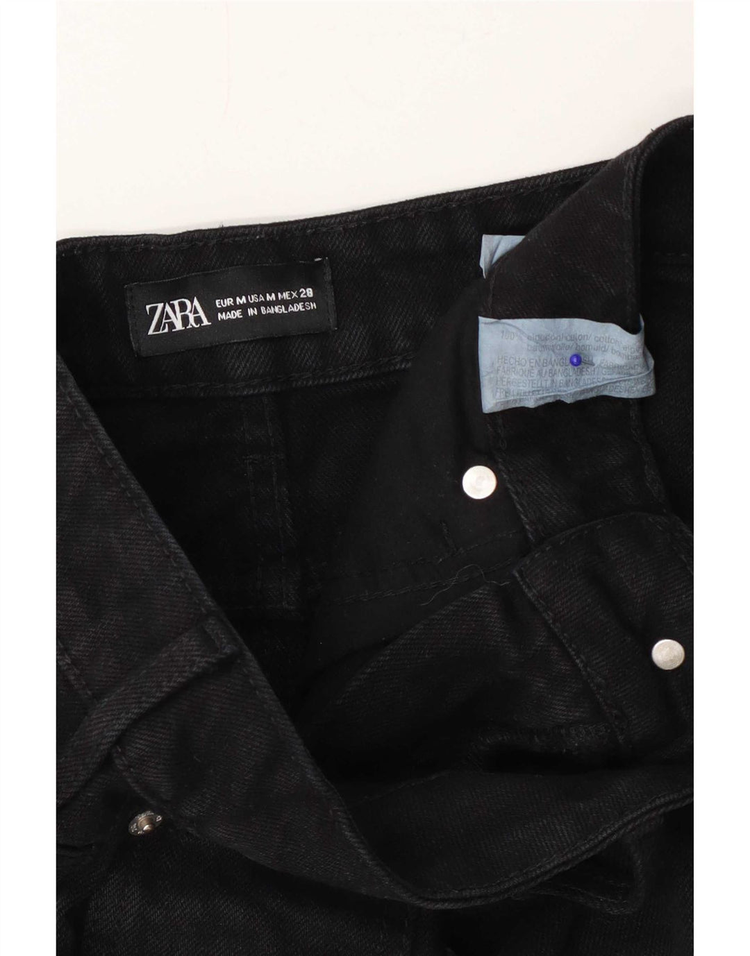 Zara Damen Mini-Jeansrock Medium W28 Schwarze Baumwolle