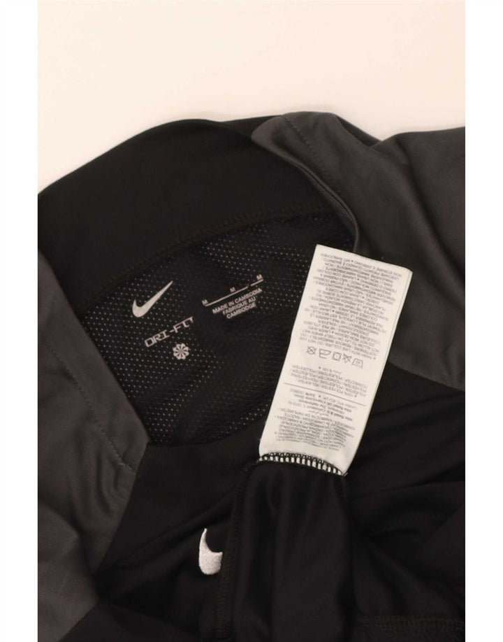 Nike Herren Dri Fit T-Shirt Top Mittelschwarzes Colourblock-Polyester