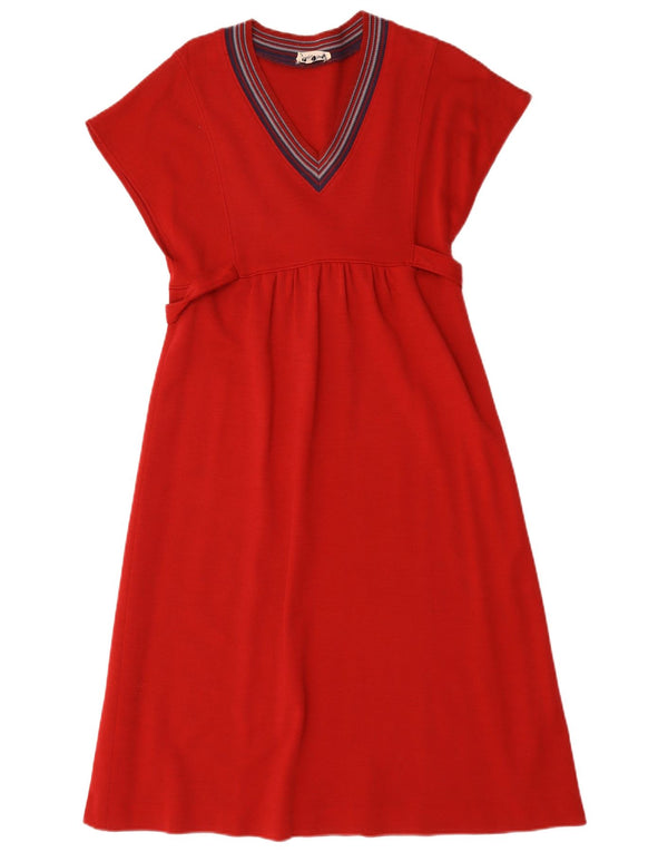 Vintage Damen A-Linie Kleid UK 12 Mittelrot
