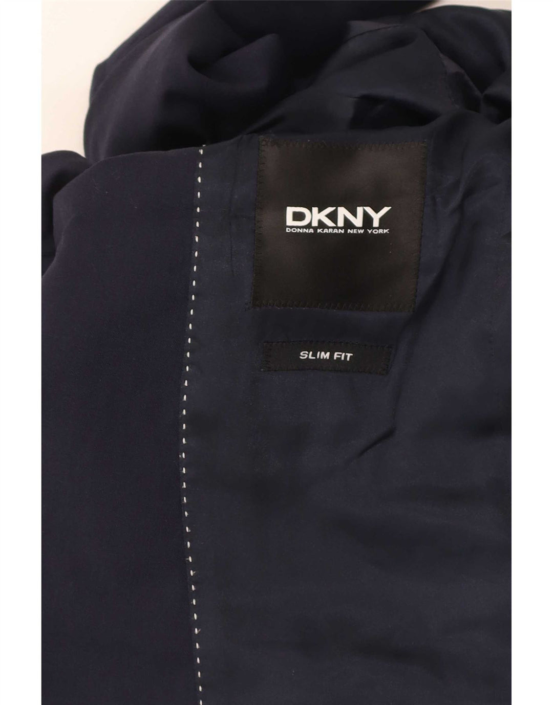 Dkny Herren Slim Fit 2-Knopf-Blazerjacke UK 38 Mittelmarineblaue Wolle