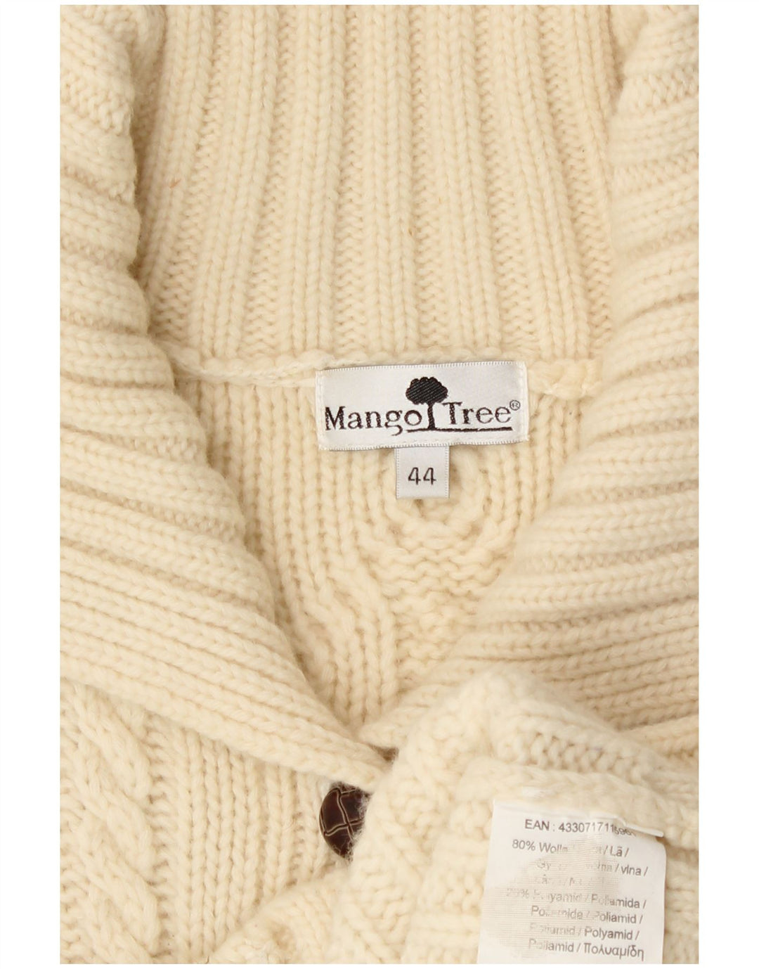 Vintage Damen Cardigan Pullover IT 44 Medium Off White Wolle