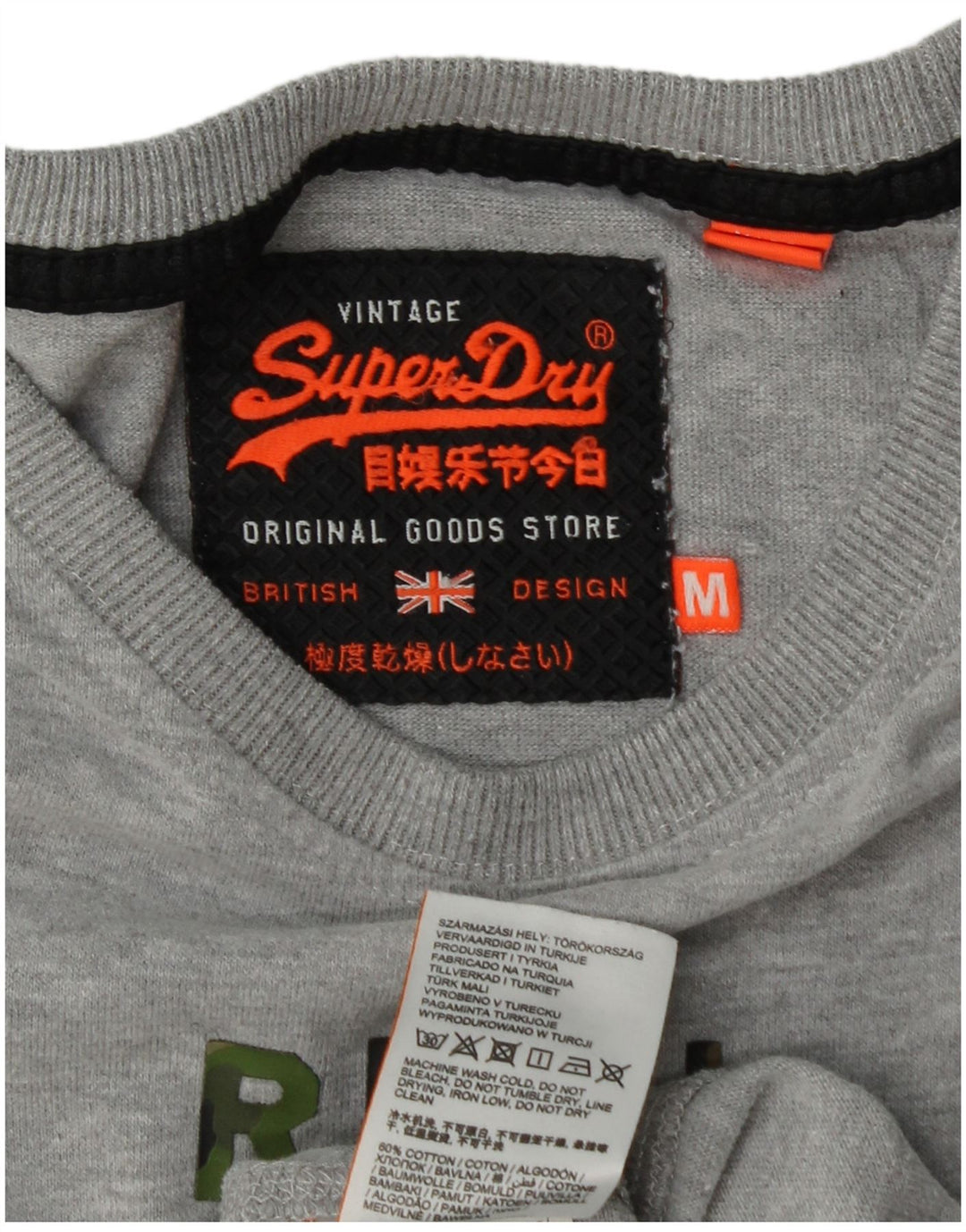 SUPERDRY Herren Grafik-T-Shirt-Oberteil aus mittelgrauer Baumwolle
