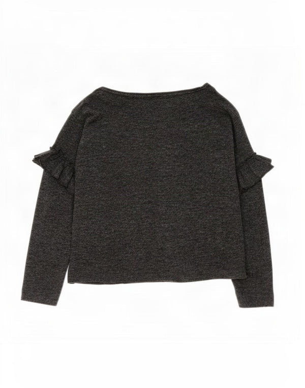 Zara Damen Loose Fit Top Langarm UK 14 Mittelgrau geflecktes Polyester