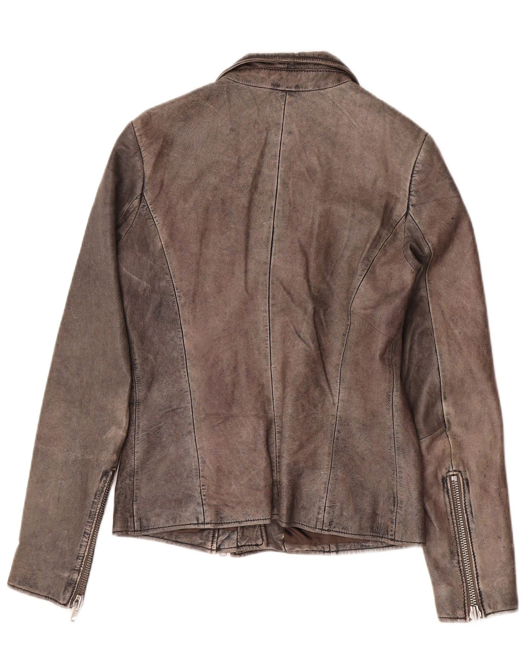 Zen Damen Bikerjacke aus Leder IT 44 Mittelgraues Leder