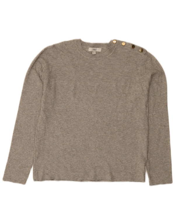 Marks & Spencer Damen Top Langarm UK 12 Mittelgraue Viskose