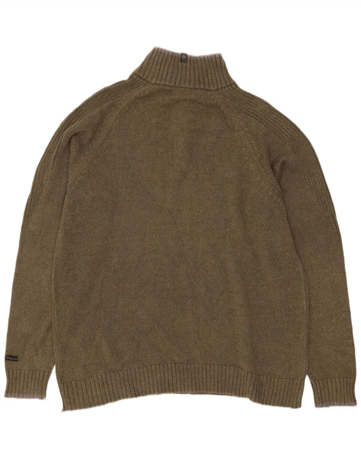 Columbia Herren-Pullover mit Reißverschluss am Hals, große Khaki-Baumwolle