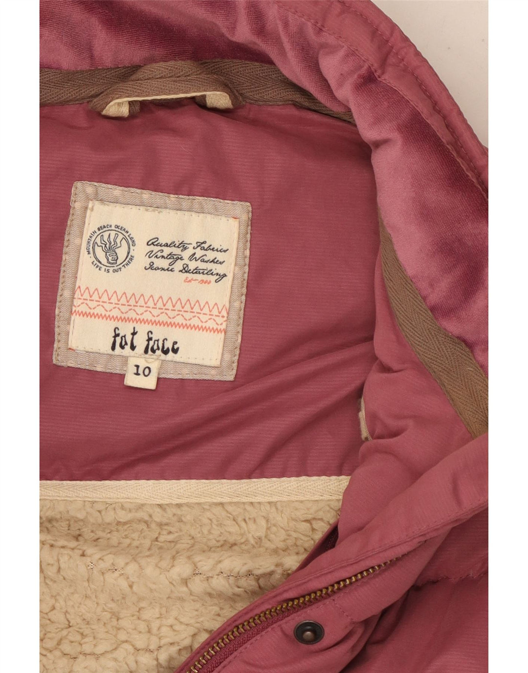 Fat Face Womens Sherpa übergroße wattierte Weste UK 10 Small Pink Polyester