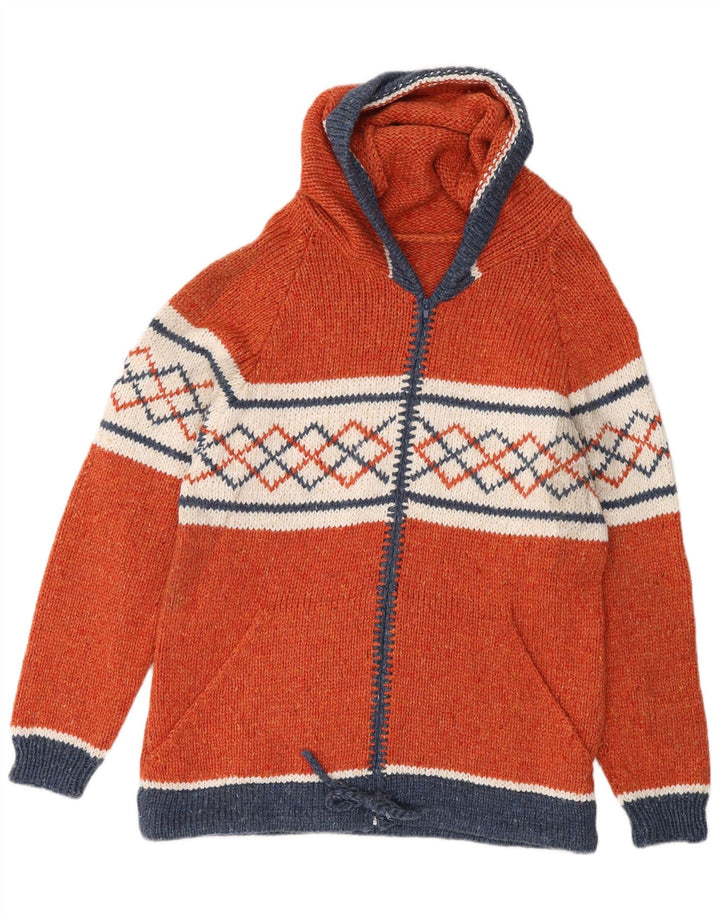 APS Malhas Damen-Cardigan mit Kapuze, UK 12, Mittelorange, geometrisch