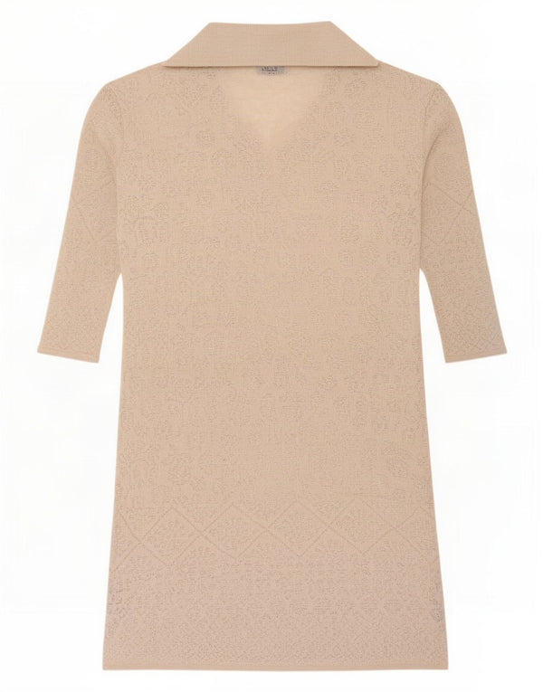 Zara Womens Durchsichtiges, übergroßes Pulloverkleid UK 18 XL Beige Acryl