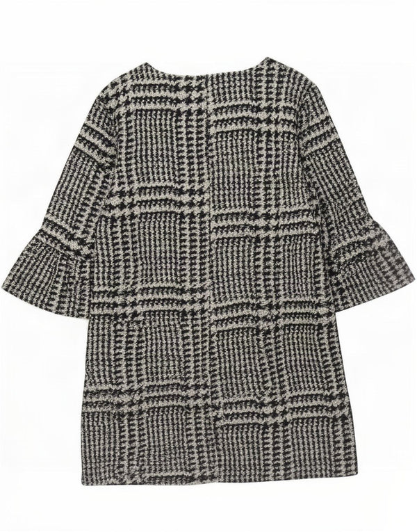 Zara Damen 3/4-Ärmel-Etuikleid UK 18 XL Schwarzer Hahnentritt