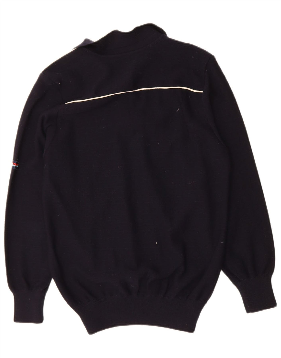 VINTAGE Mens Polo Neck Jumper Sweater IT 48 Medium Black Wool