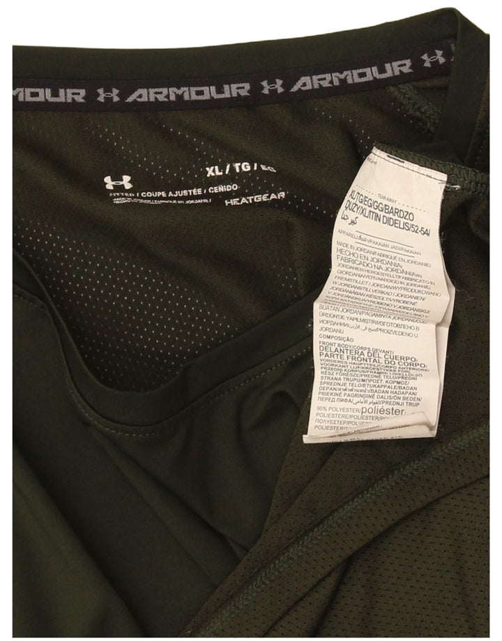 Under Armour Herren T-Shirt Top XL grün gestreift aus Polyester
