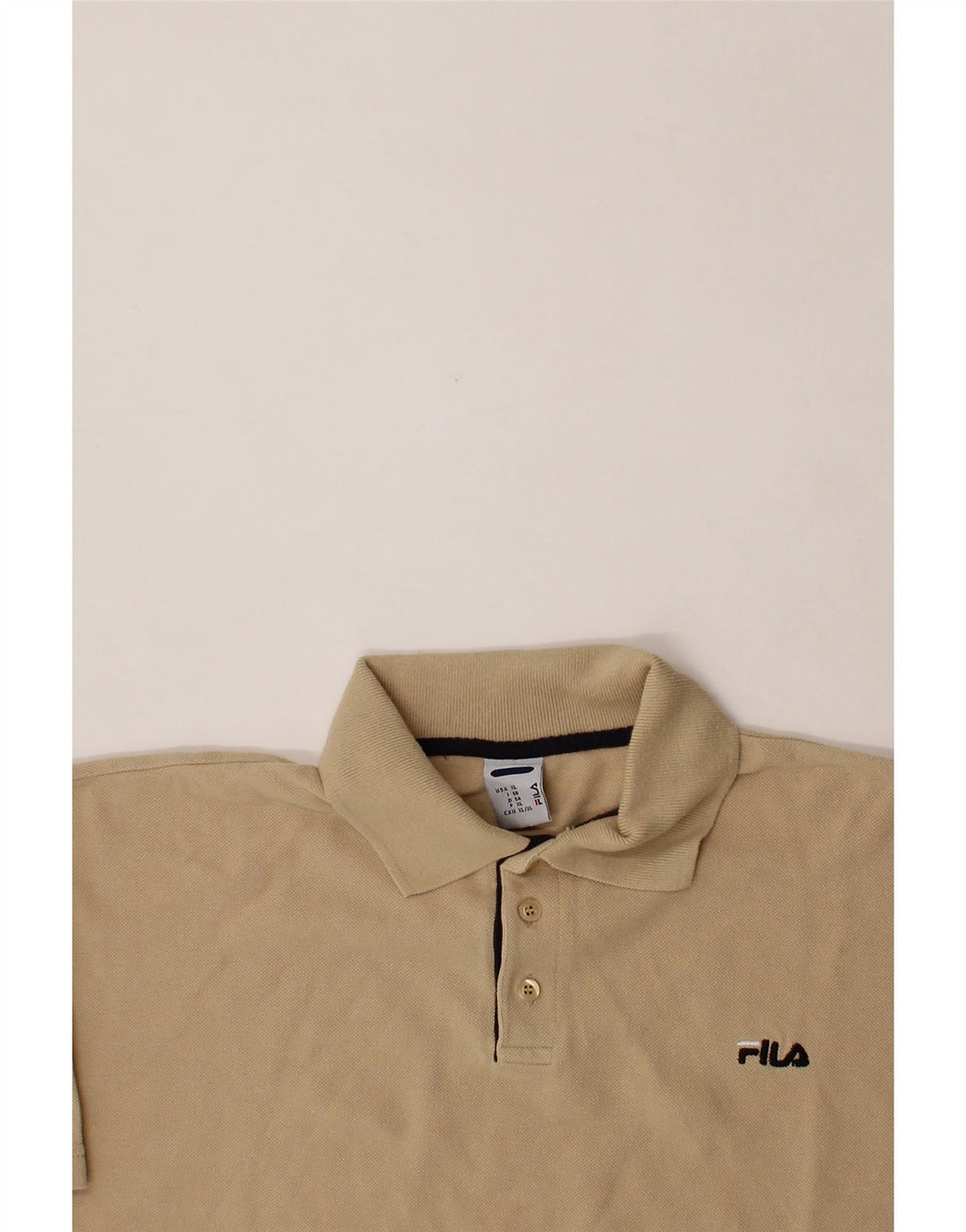 FILA Mens Polo Shirt XL Beige Cotton Vintage Fila and Second-Hand Fila from Messina Hembry 