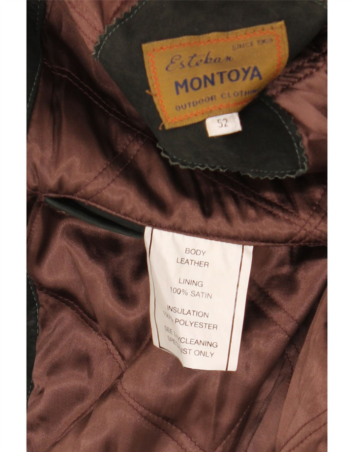 VINTAGE Herren Ledermantel IT 52 XL Schwarzes Leder