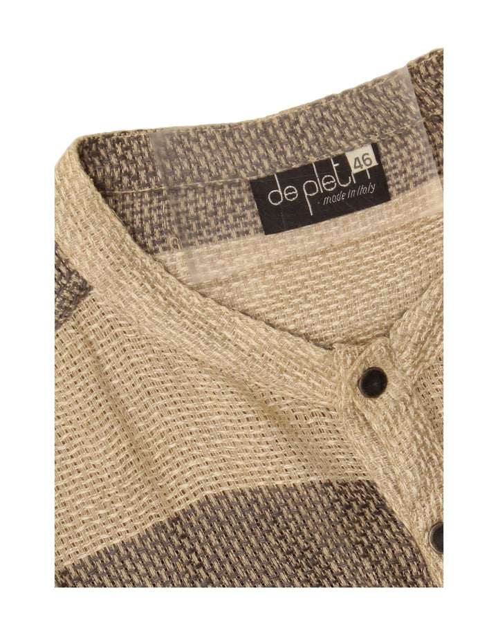 DE PLETRL Mens Cardigan Sweater IT 46 Small Beige Striped Linen Vintage De Pletrl and Second-Hand De Pletrl from Messina Hembry 