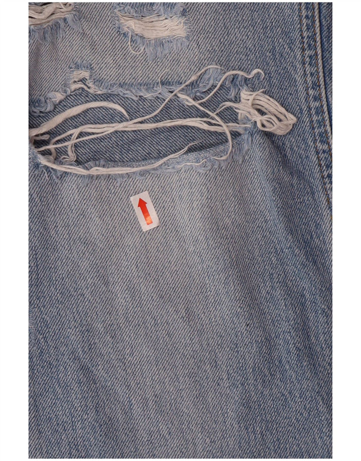 Zara Damen Distressed Tapered Jeans EU 36 XS W26 L27 Blue Cotton Grunge