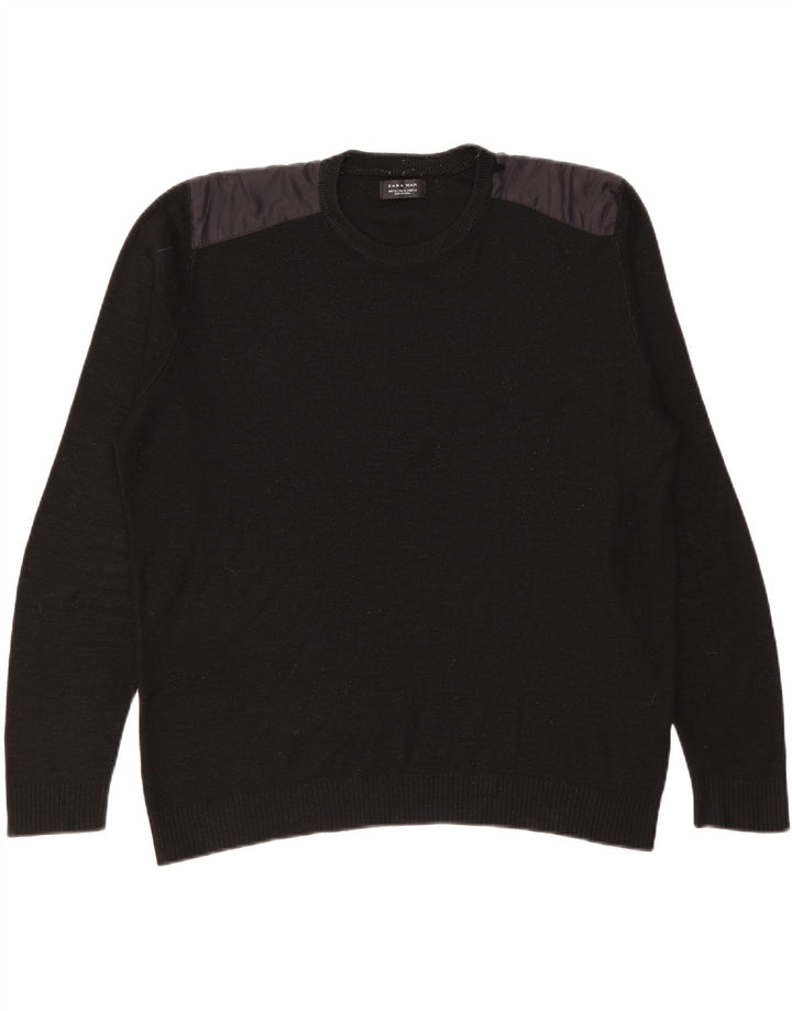 Zara Herren Rundhalspullover Pullover XL Schwarz Acryl