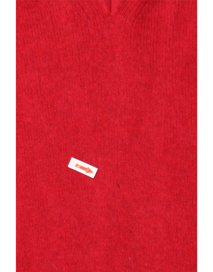 Trussardi Herren-Pullover mit V-Ausschnitt aus mittelroter Wolle