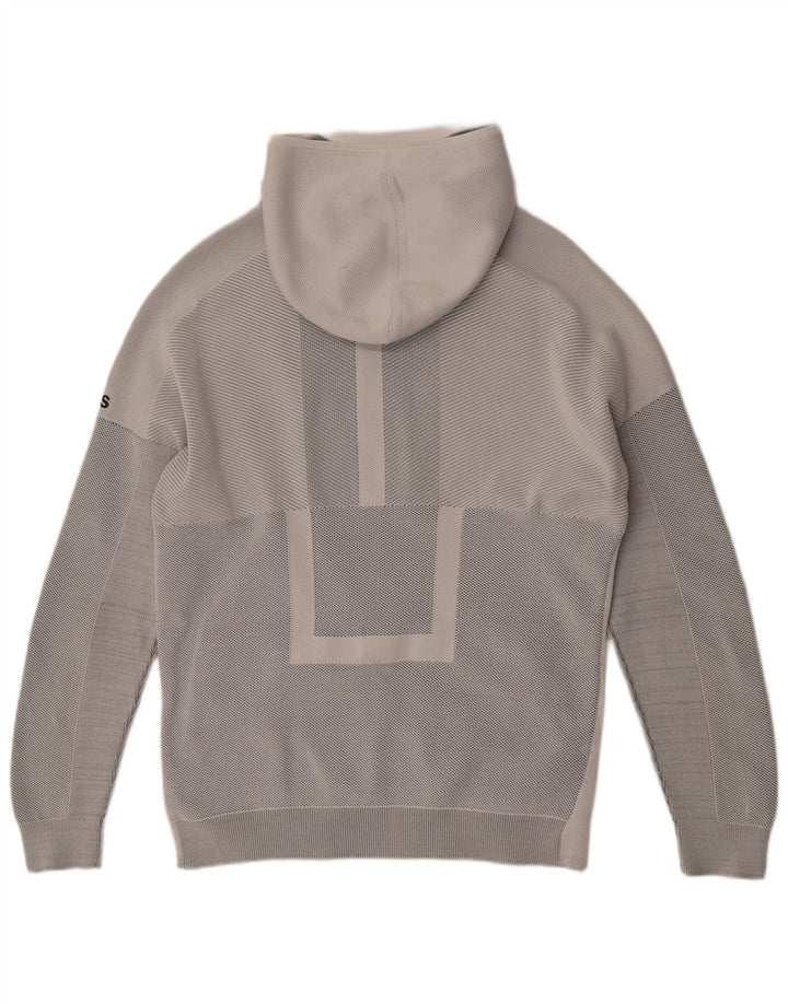 ADIDAS Herren-Kapuzenpullover mit Reißverschluss, mittelgrau, Nadelstreifen
