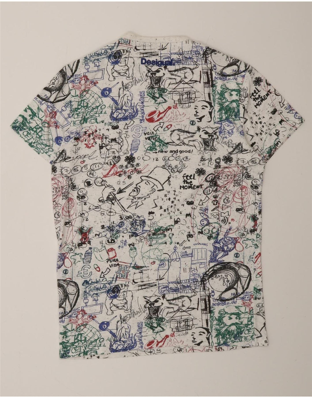 DESIGUAL Herren-T-Shirt mit abstraktem Muster, mittelweißer Baumwolle