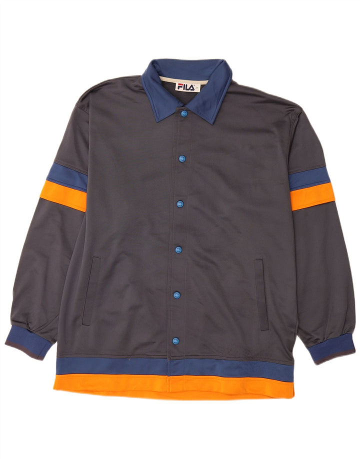 Fila Herren-Trainingsanzug-Oberteil, Mittelgroßes marineblaues Farbblock-Polyester