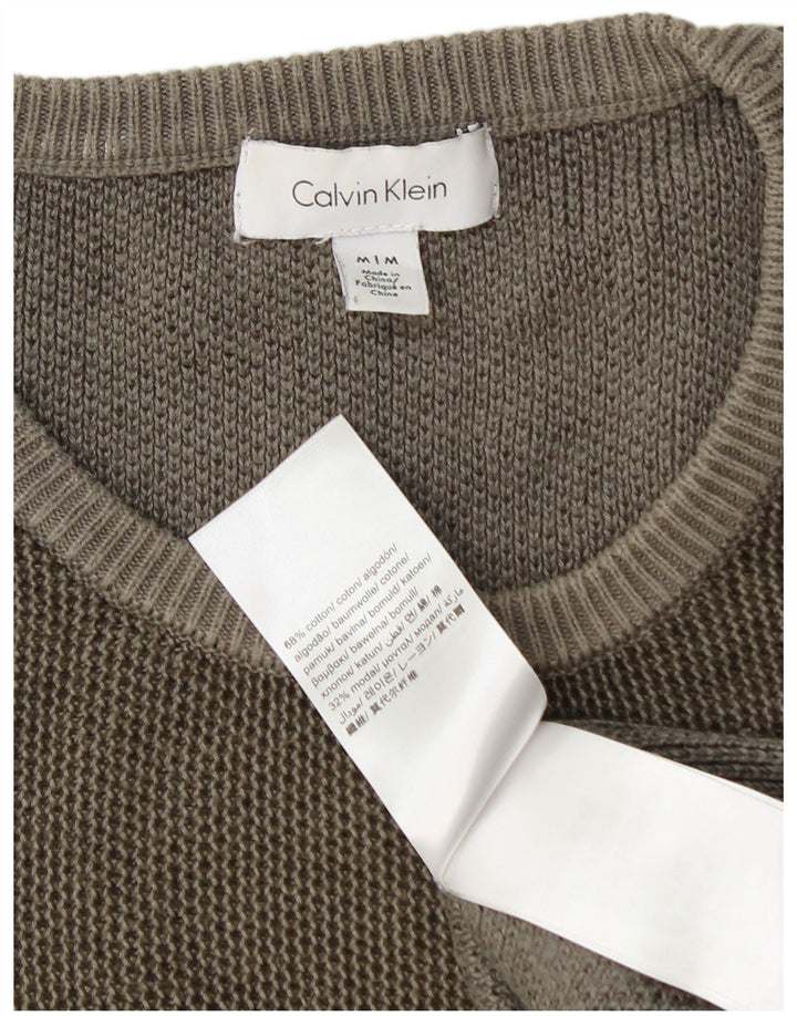 Calvin Klein Herren-Pullover mit Rundhalsausschnitt, mittelgraue Baumwolle