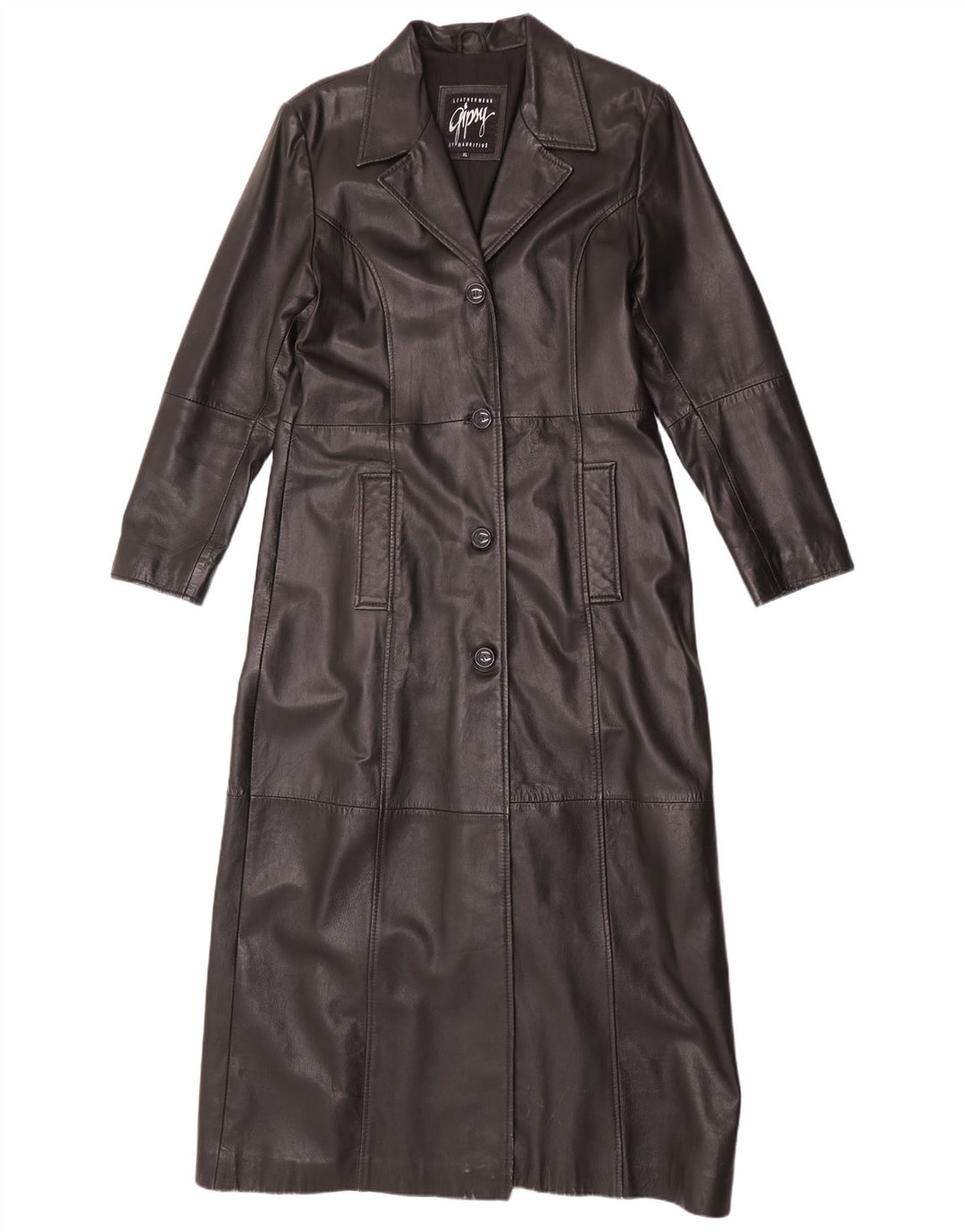 Gipsy Damen Trenchcoat UK 18 XL Schwarzes Leder