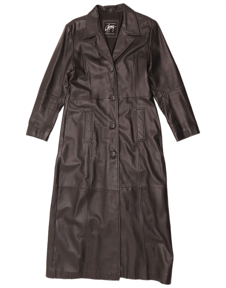 Gipsy Damen Trenchcoat UK 18 XL Schwarzes Leder