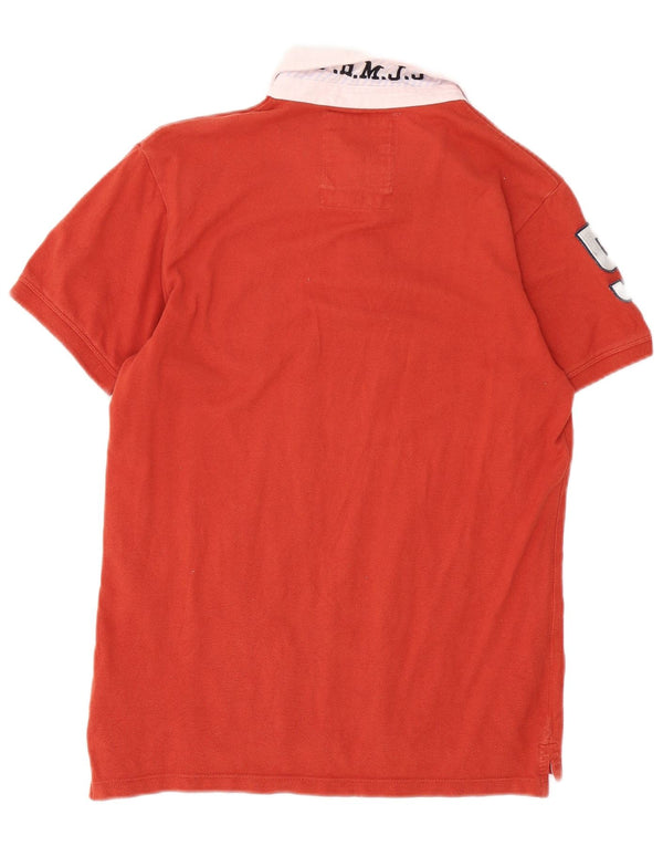 Jack & Jones Herren-Rugby-Poloshirt mit Grafik, mittelorangefarbene Blockfarben-Baumwolle